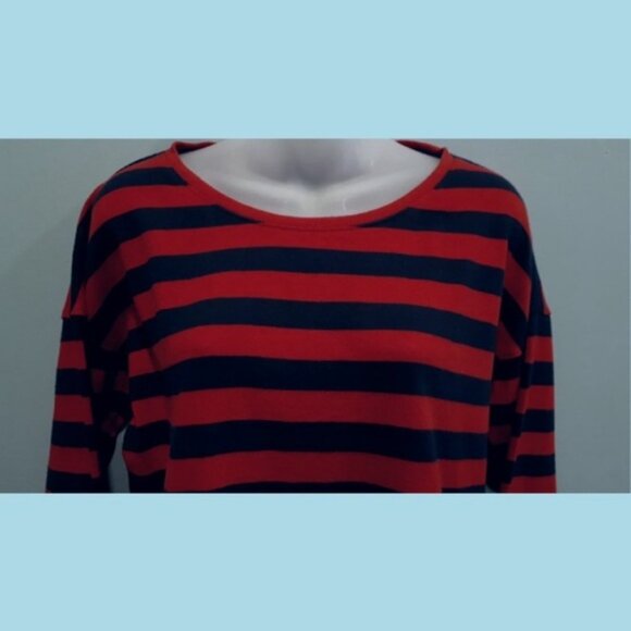 Tommy Hilfiger Striped Sweater Side Zipper Red Navy Preppy Womens Size Medium - Picture 5 of 11